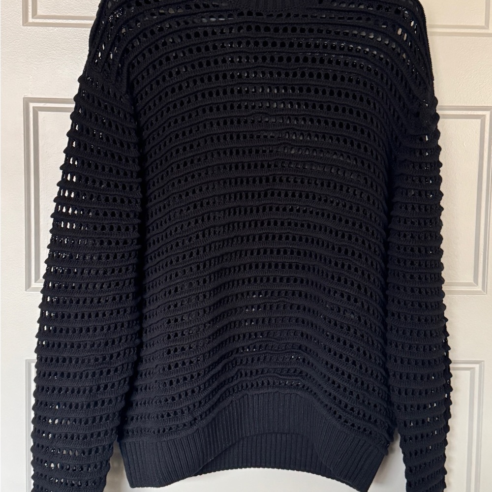 Zara Black Woven Mesh Sweater